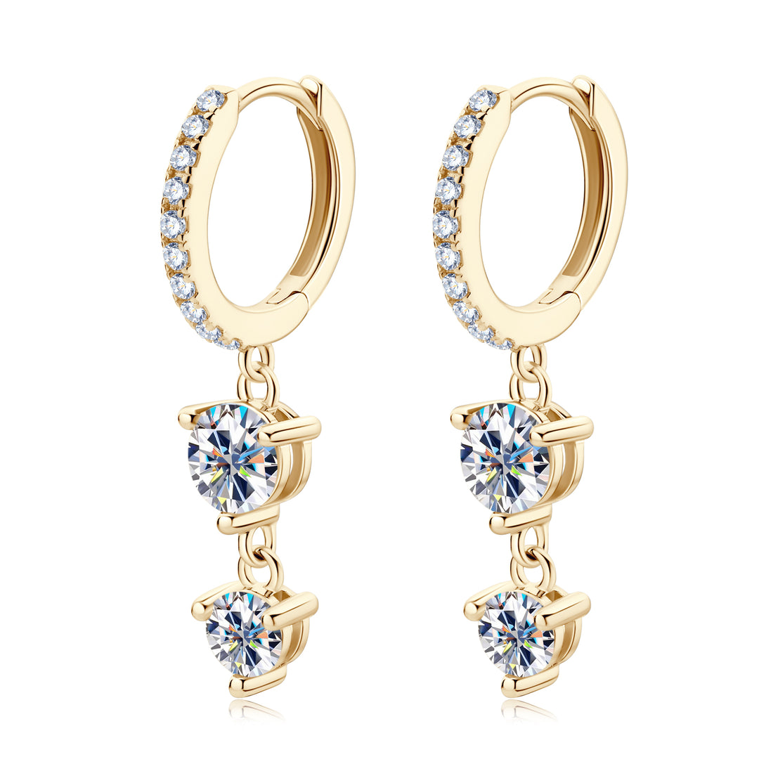 Elegant Moissanite Hoop Drop Earrings – Round 5mm &amp; 4mm, Front Pave, D VVS1 | 925 Silver