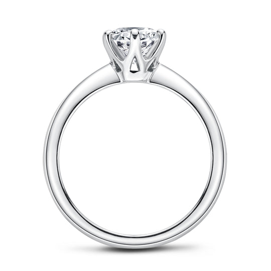 Classic Round Moissanite Solitaire Ring – Six-Prong Setting, 0.5 to 3 Carats