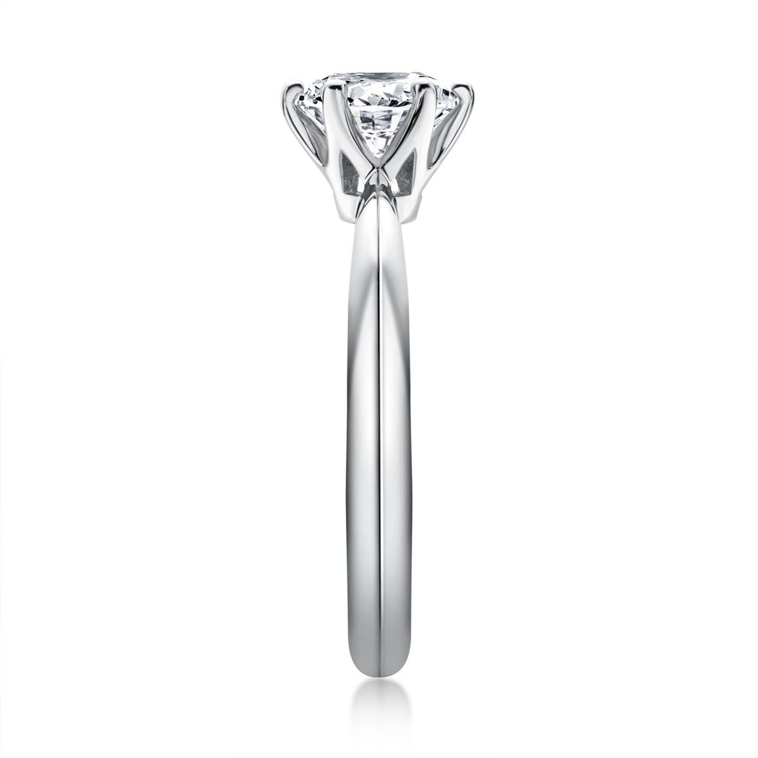 Classic Round Moissanite Solitaire Ring – Six-Prong Setting, 0.5 to 3 Carats
