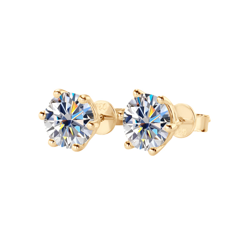 Timeless Moissanite Stud Earrings – D Color VVS1, 6-Prong Minimalist, 925 Sliver