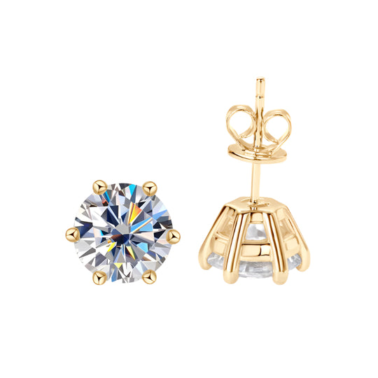 Timeless Moissanite Stud Earrings – D Color VVS1, 6-Prong Minimalist, 925 Sliver
