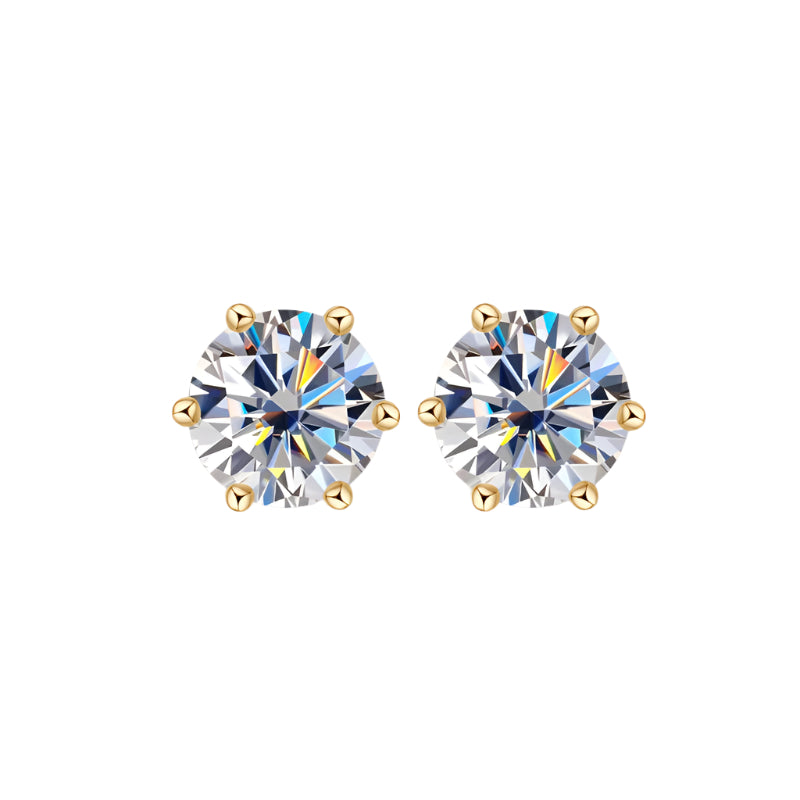 Timeless Moissanite Stud Earrings – D Color VVS1, 6-Prong Minimalist, 925 Sliver