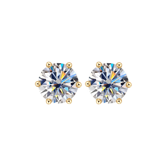 Timeless Moissanite Stud Earrings – D Color VVS1, 6-Prong Minimalist, 925 Sliver