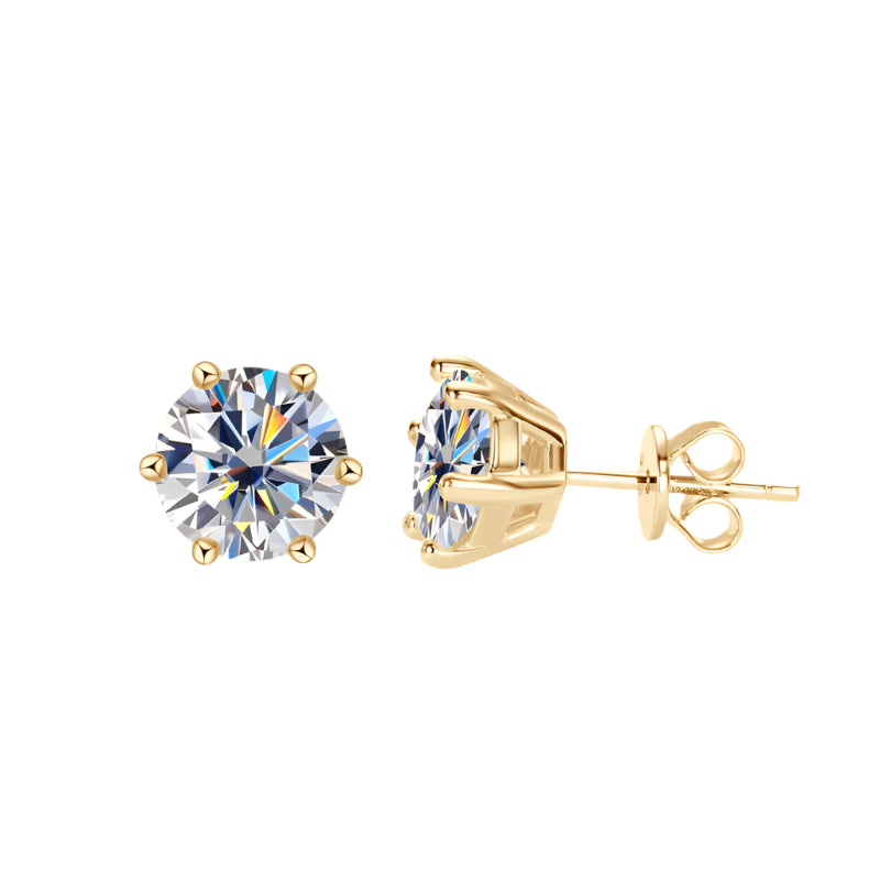 Timeless Moissanite Stud Earrings – D Color VVS1, 6-Prong Minimalist, 925 Sliver