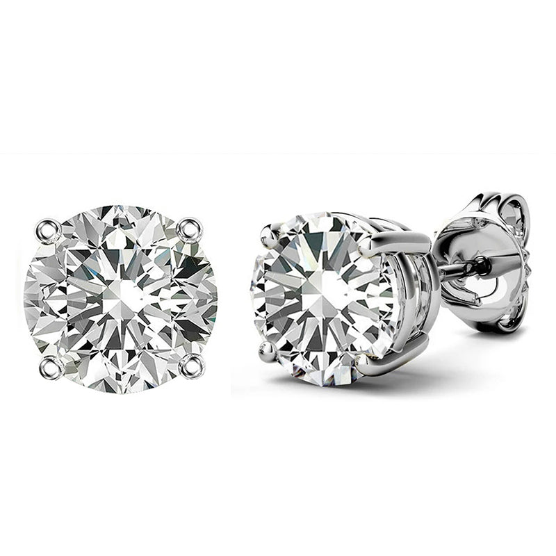Timeless Moissanite Stud Earrings – D Colour VVS1, 4-Prong Setting
