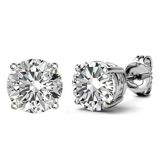 Timeless Moissanite Stud Earrings – D Colour VVS1, 4-Prong Setting