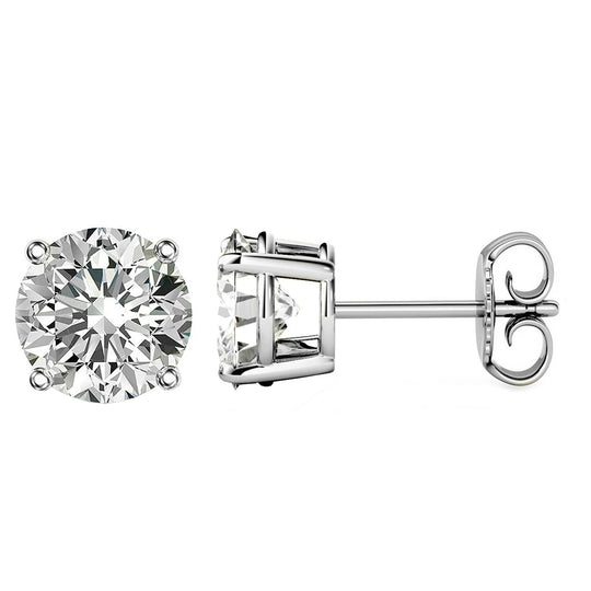 Timeless Moissanite Stud Earrings – D Colour VVS1, 4-Prong Setting
