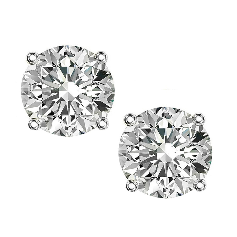 Timeless Moissanite Stud Earrings – D Colour VVS1, 4-Prong Setting