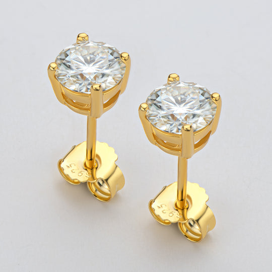 Timeless Moissanite Stud Earrings – D Colour VVS1, 4-Prong Setting
