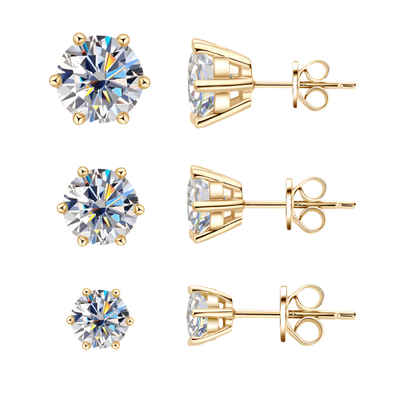 Timeless Moissanite Stud Earrings – D Color VVS1, 6-Prong Minimalist, 925 Sliver