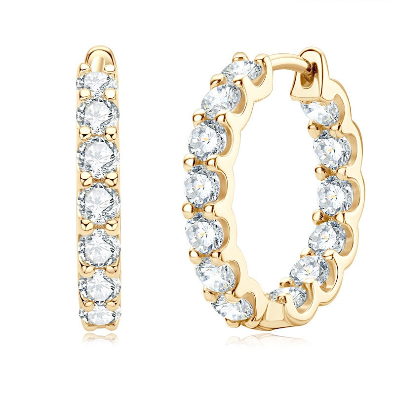 Round Moissanite Pavé Hoop Earrings – D Colour VVS1 | 925 Silver