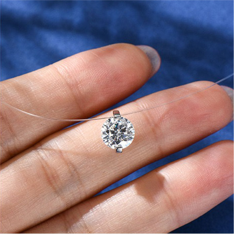 Minimalist Moissanite Illusion Necklace – Floating D Colour VVS1