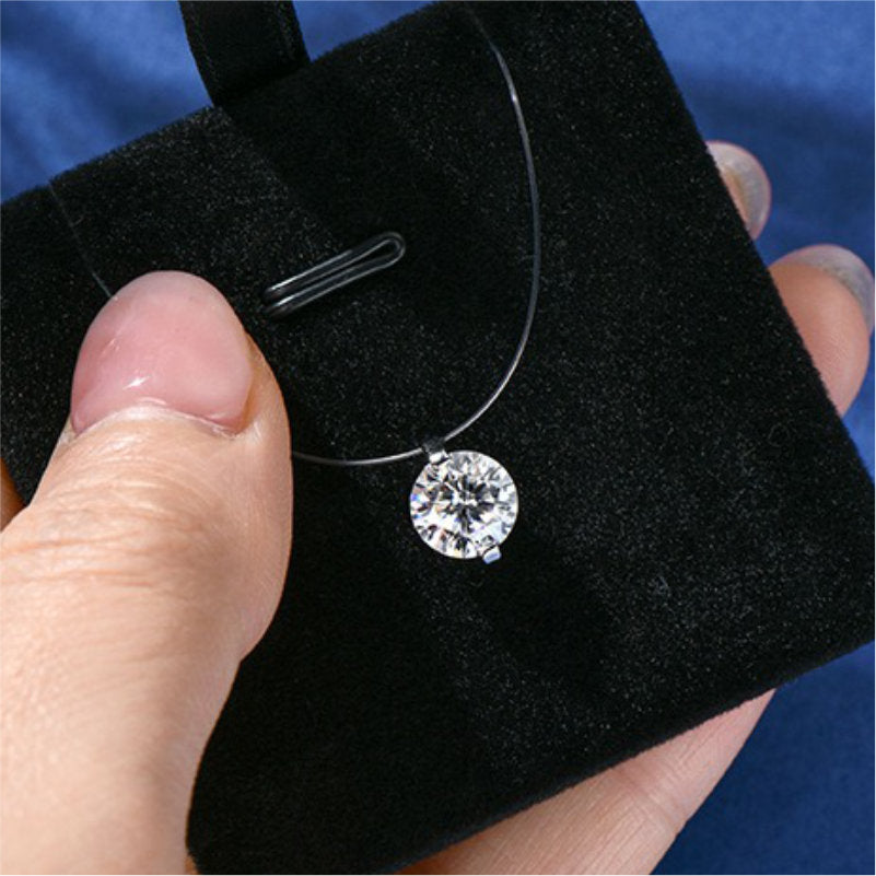 Minimalist Moissanite Illusion Necklace – Floating D Colour VVS1
