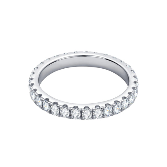 Stylish Full Eternity Moissanite Ring – 2mm, D Colour VVS1 | 925 Silver, White Gold Plated